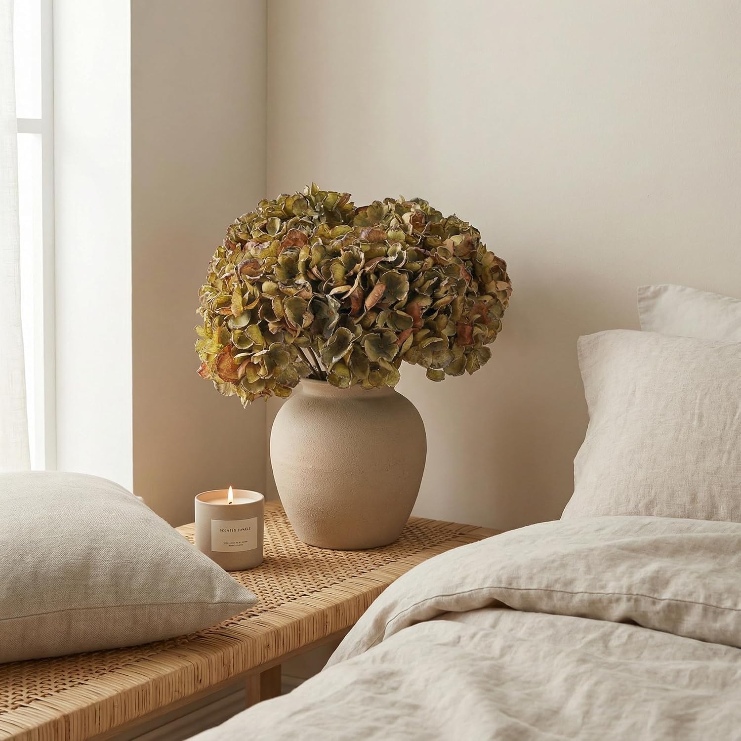 Dried Hydrangeas in Ceramic Vase
