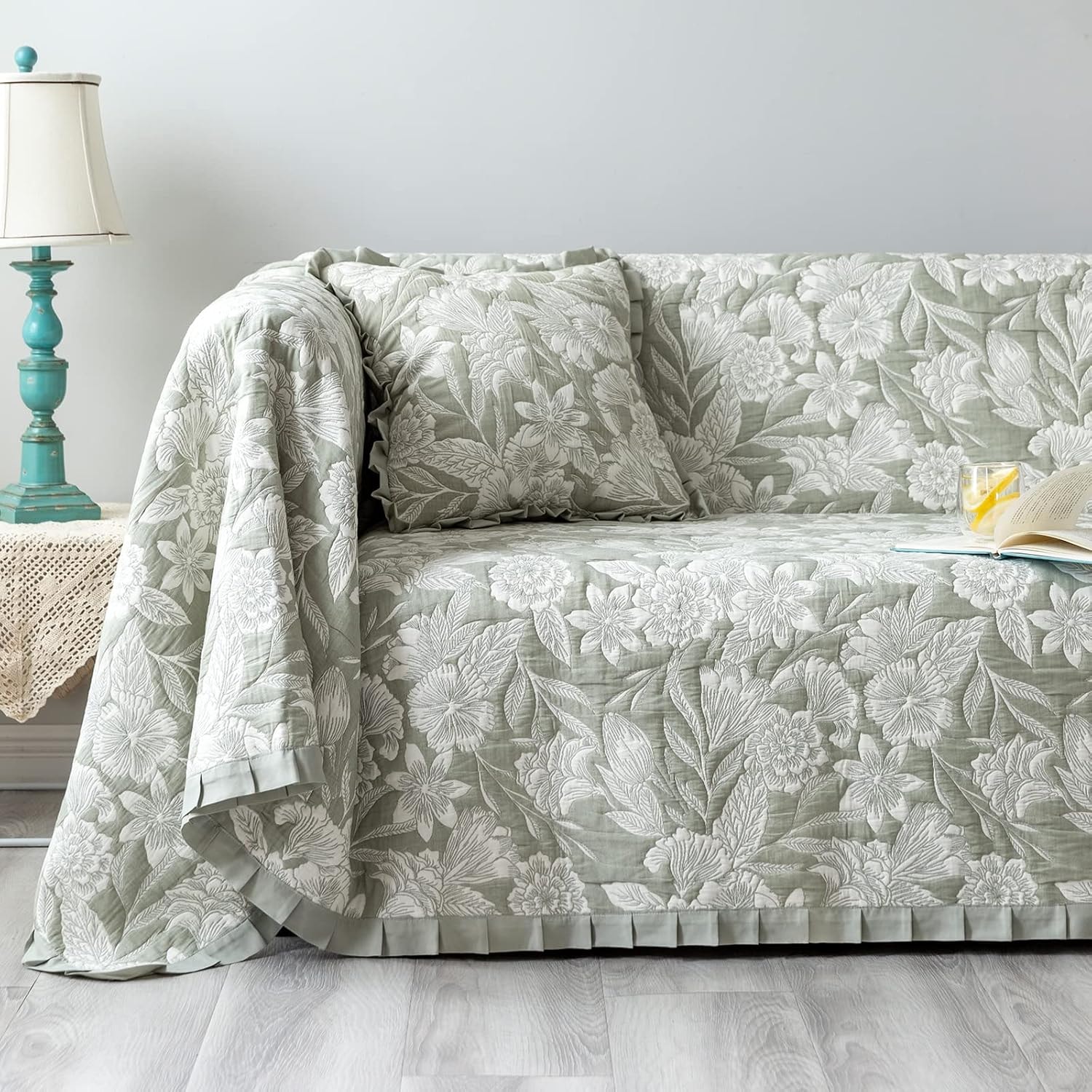 Floral Quilted Sofa Cover