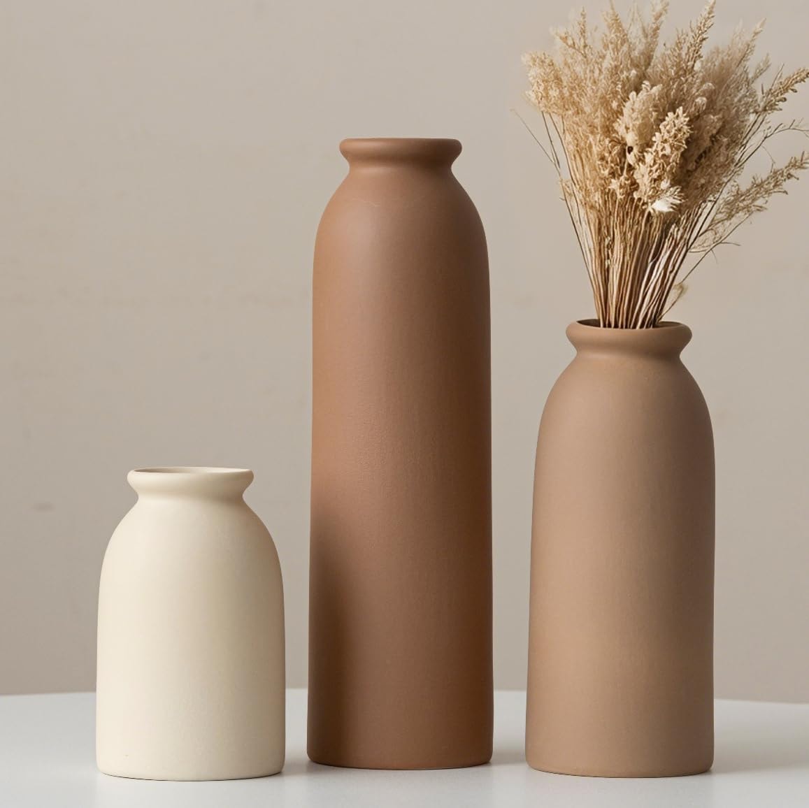 Matte Ceramic Vase Set — Set of 3