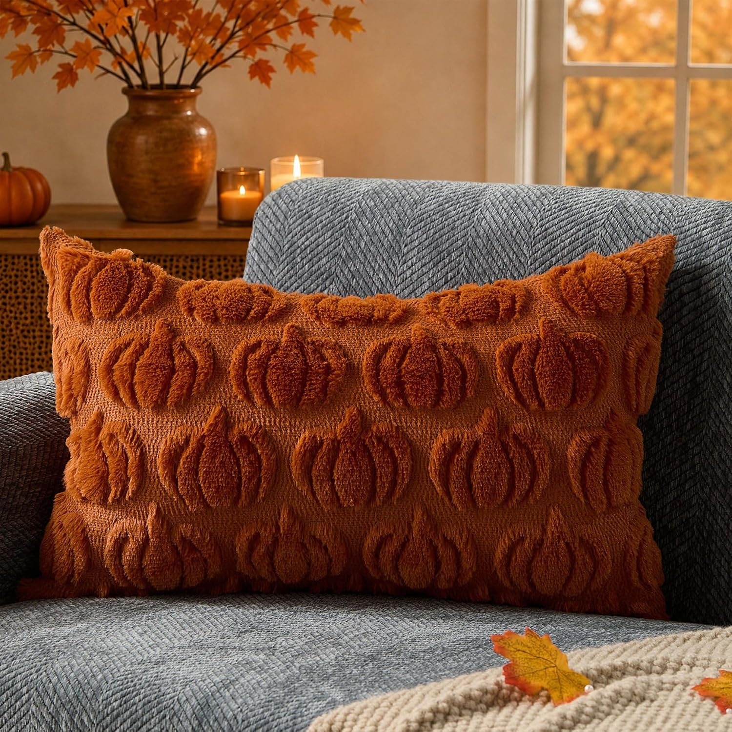 Tufted Pumpkin Throw Pillow Cover
