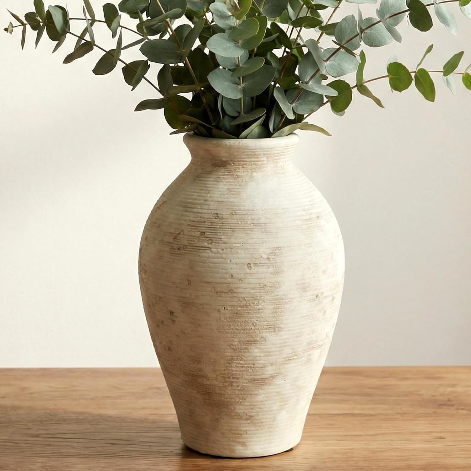 Rustic Cream Textured Ceramic Vase