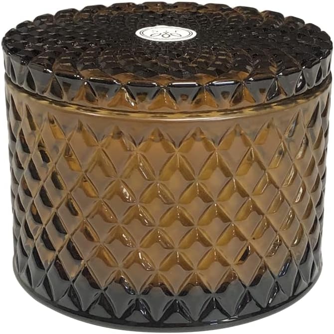 Smoky Amber Diamond-Cut Glass Candle